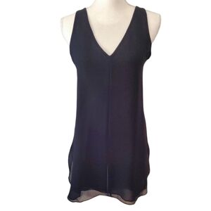 White House Black Market Sleeveless Sheer Double Layered Black Tunic Top Size S